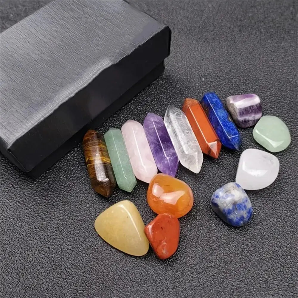 14PCS 7 Chakra Points,Crystal Pillar Set,Yoga Energy, Home Decoration Gift