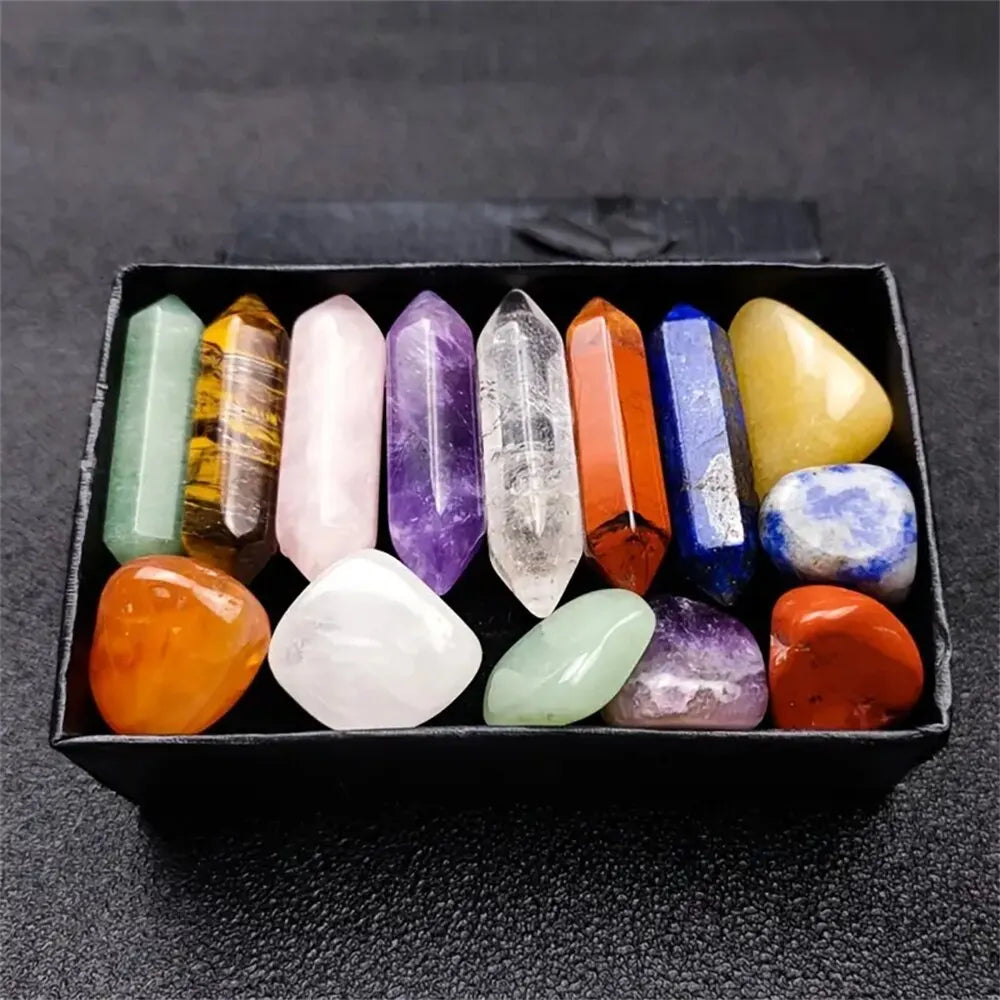 14PCS 7 Chakra Points,Crystal Pillar Set,Yoga Energy, Home Decoration Gift