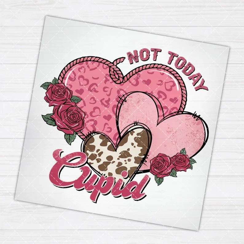 10cm/15cm Leopard print Valentine's Day Iron On Heat Transfer Stickers For Clothes DTF Pinted Vinyl Thermal Appliques Washable