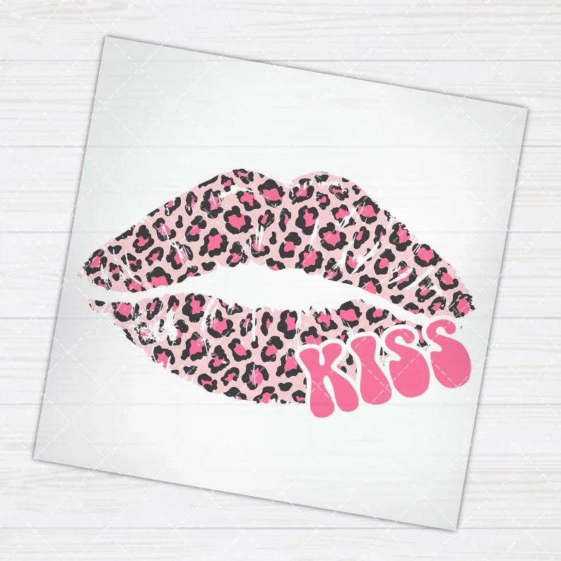 10cm/15cm Leopard print Valentine's Day Iron On Heat Transfer Stickers For Clothes DTF Pinted Vinyl Thermal Appliques Washable